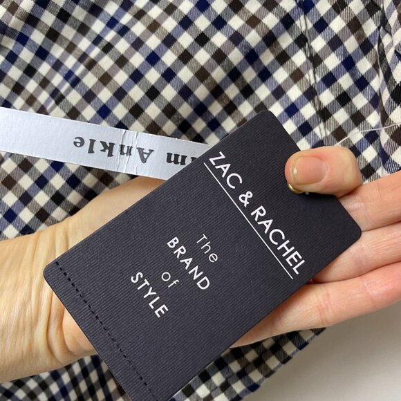 Zac & Rachel NWT Navy/Chocolate Pull on Stretch Slim Ankle Pants - Picture 2 of 4